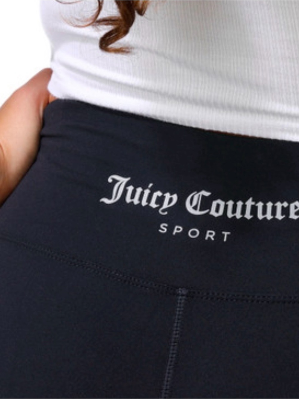 Juicy Couture Black Leggings with White Logo Waistband